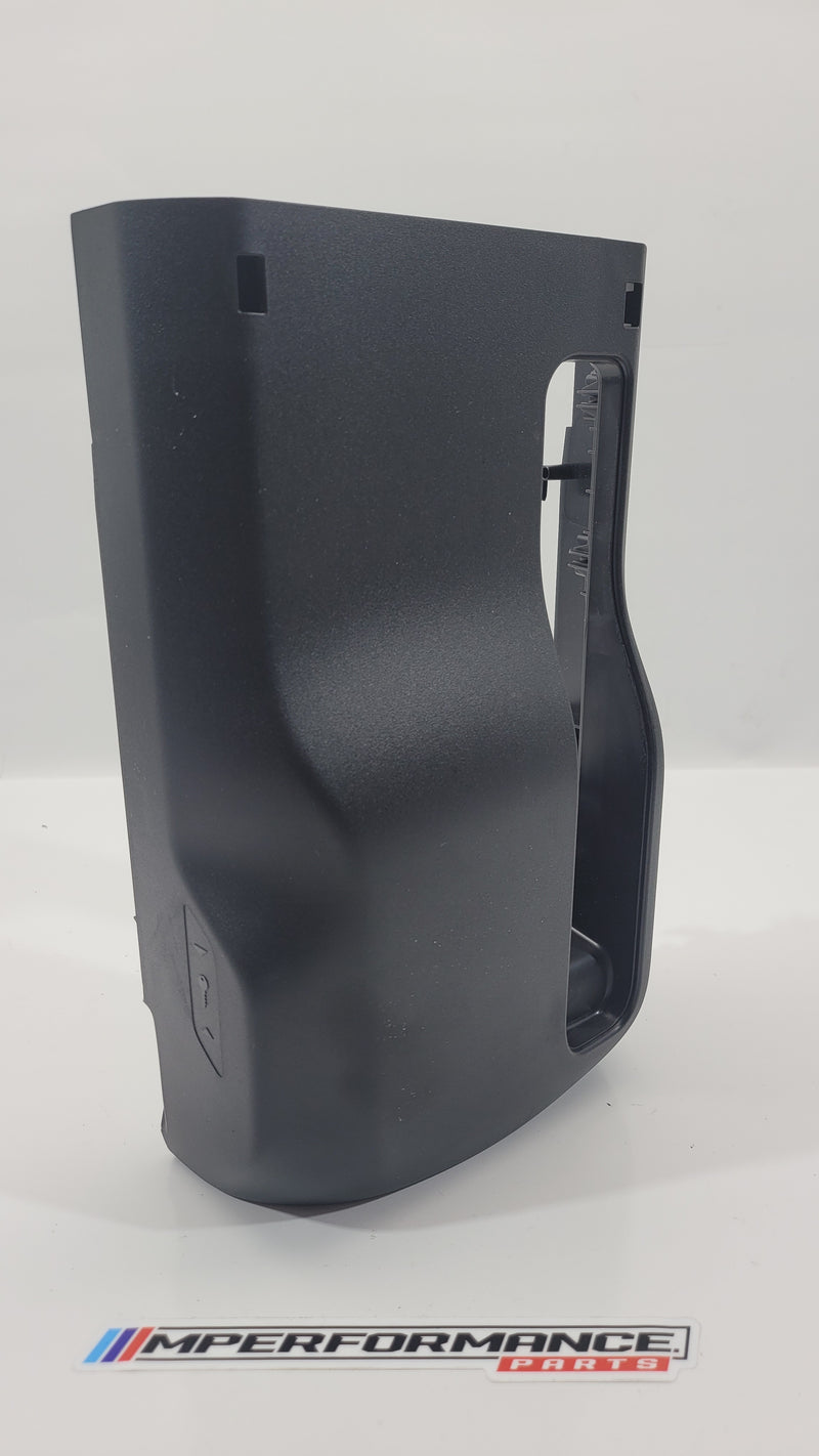 Black BMW G80 G81 MPerformance steering column trim bottom cover, close-up view of the lower cover with textured finish.