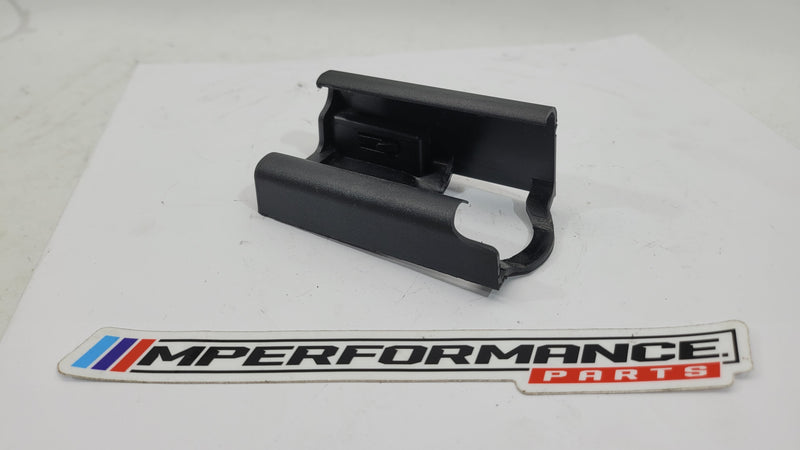 BMW M3 G80 seat rail trim cover protective cap, black plastic accessory with MPerformance.parts branding, designed for fitting.