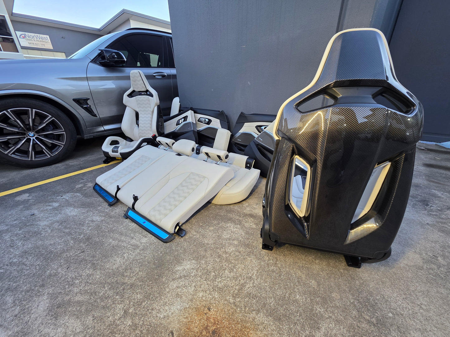 BMW G80 M3 Ivory White Full Interior With Carbon Buckets RARE - MPerformance.parts