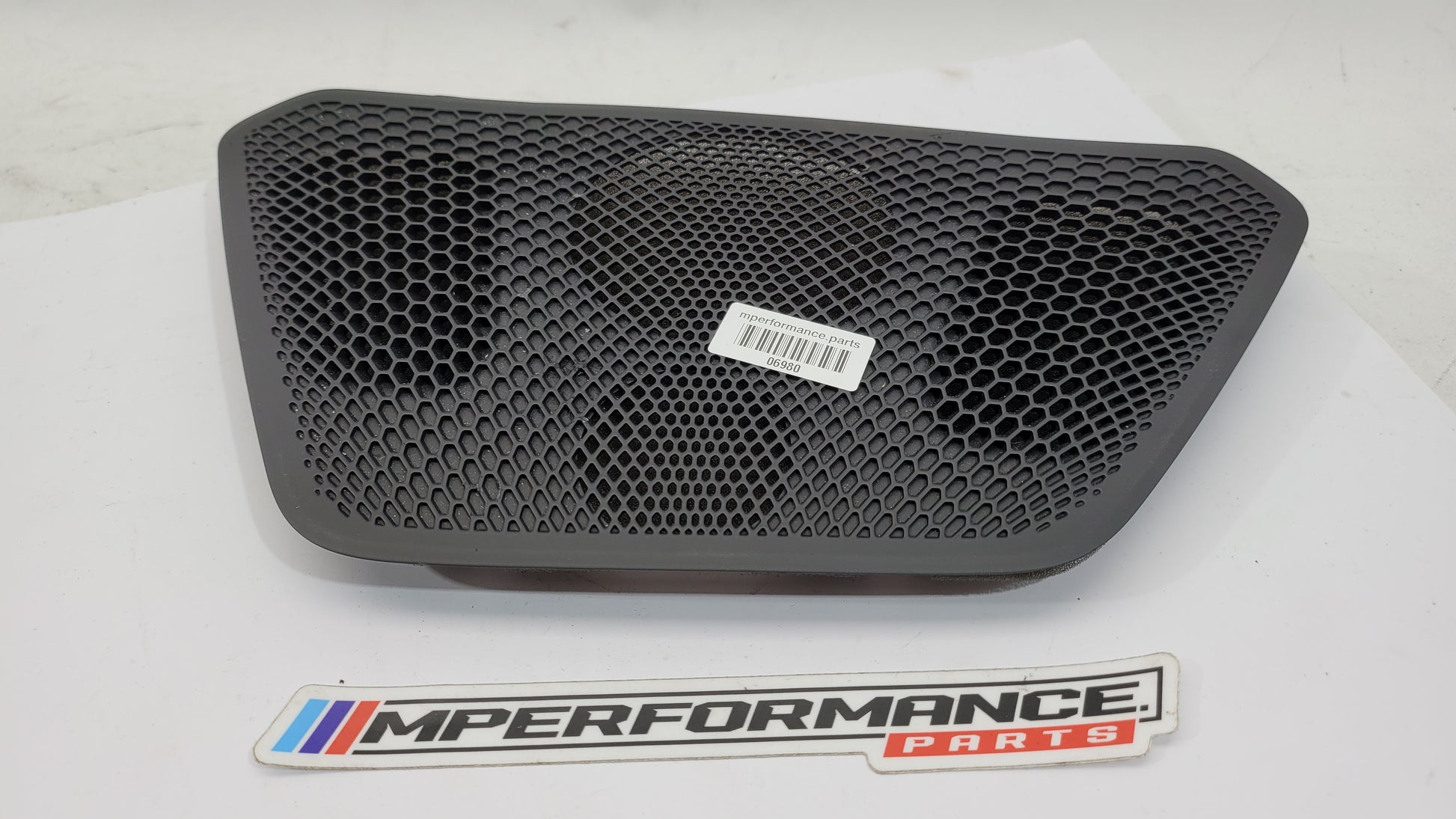 BMW M3 G80 dashboard center panel speaker cover for right-hand drive, part number 6832366, in black with textured finish.