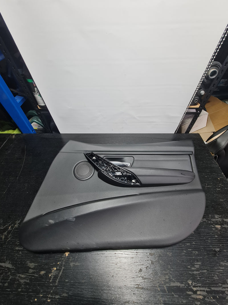 15-18 OEM BMW F80 M3 Drivers Door Card Panel Leather White Stitching - MPerformance.parts