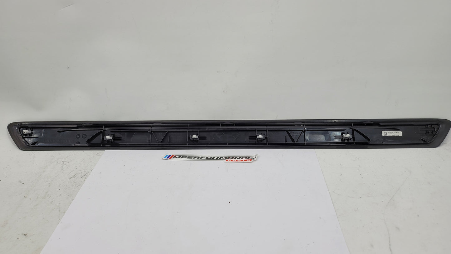 BMW M2 Competition F87 door sill scuff plate, left or right side, MPerformance.parts, close-up of black protective trim.