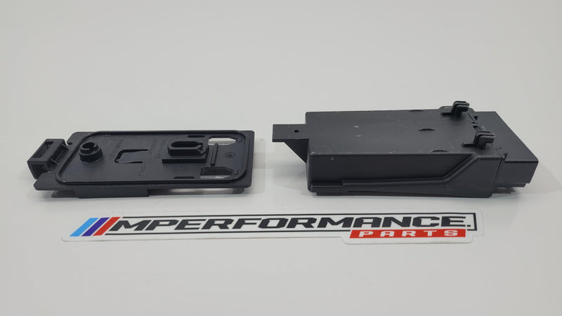 BMW G80 M3 rear heated seat computer control module unit 749046501, black plastic component with connector ports.