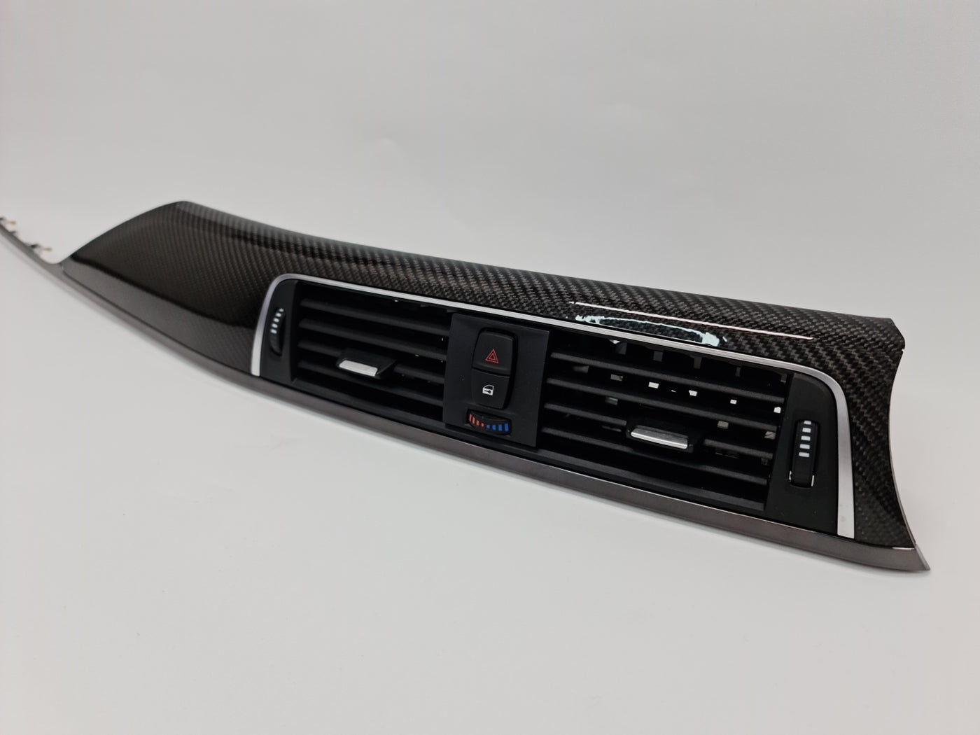 BMW M3 M4 F80 F82 F83 carbon interior trim air vents with sleek black finish and detailed carbon fiber design.