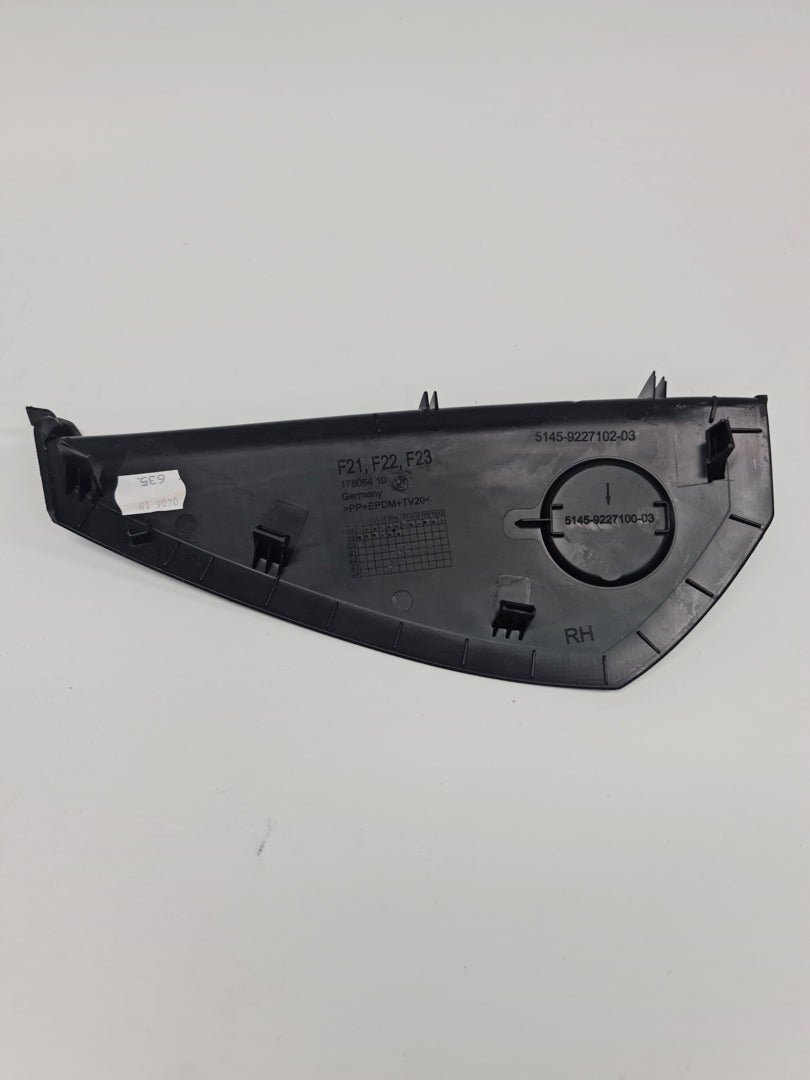 BMW 2 F87 dashboard cover trim right-hand drive, black plastic, fits model 51459227102, detailed close-up of interior car trim.