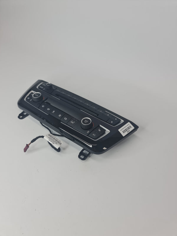 BMW 320i 328i F30 dash radio and AC heater control switch panel, OEM 2016-18, black with buttons and display screen