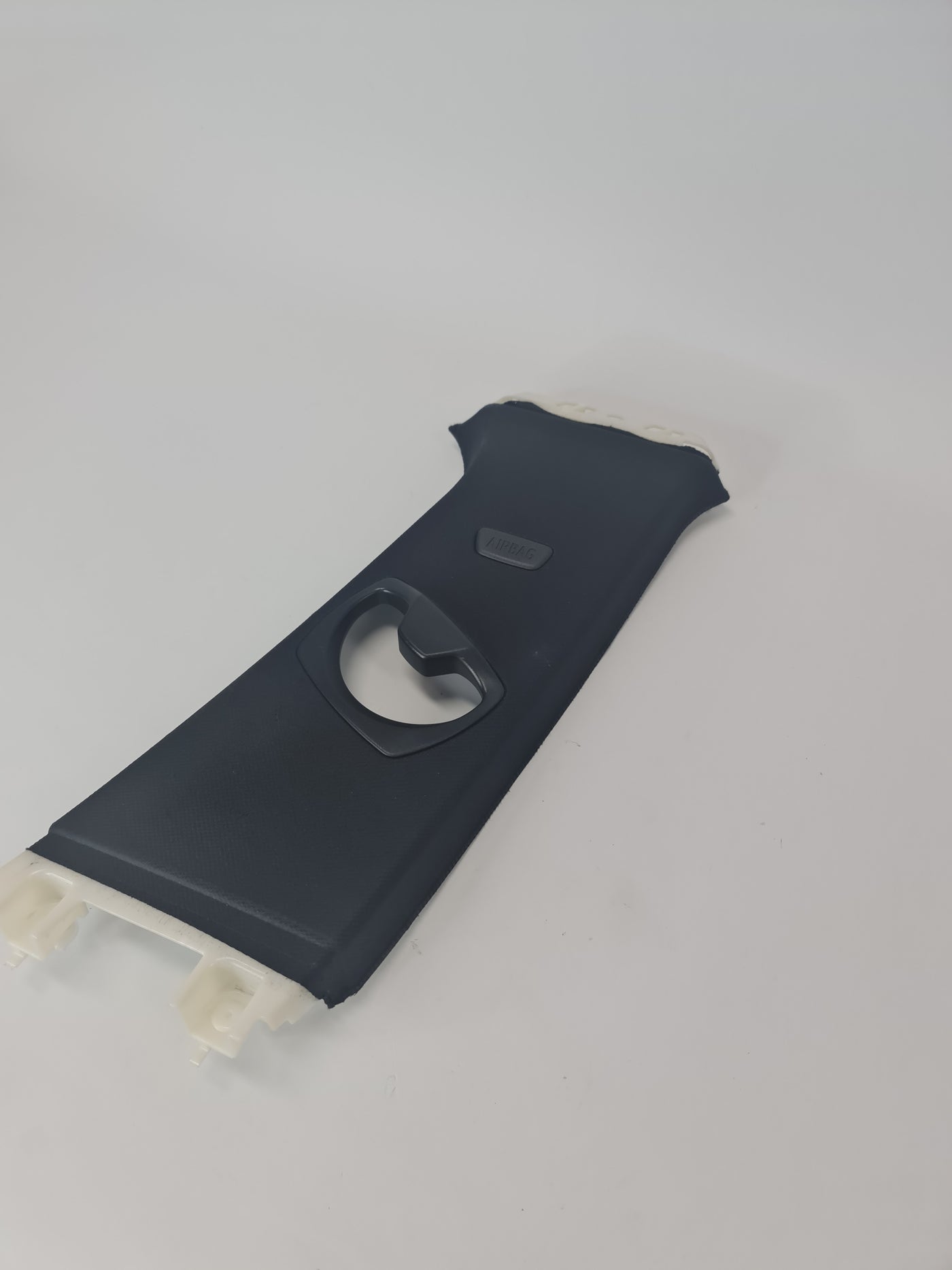 BMW 330i 2018 interior trim, center right B pillar upper trim panel, genuine BMW part, black plastic finish.