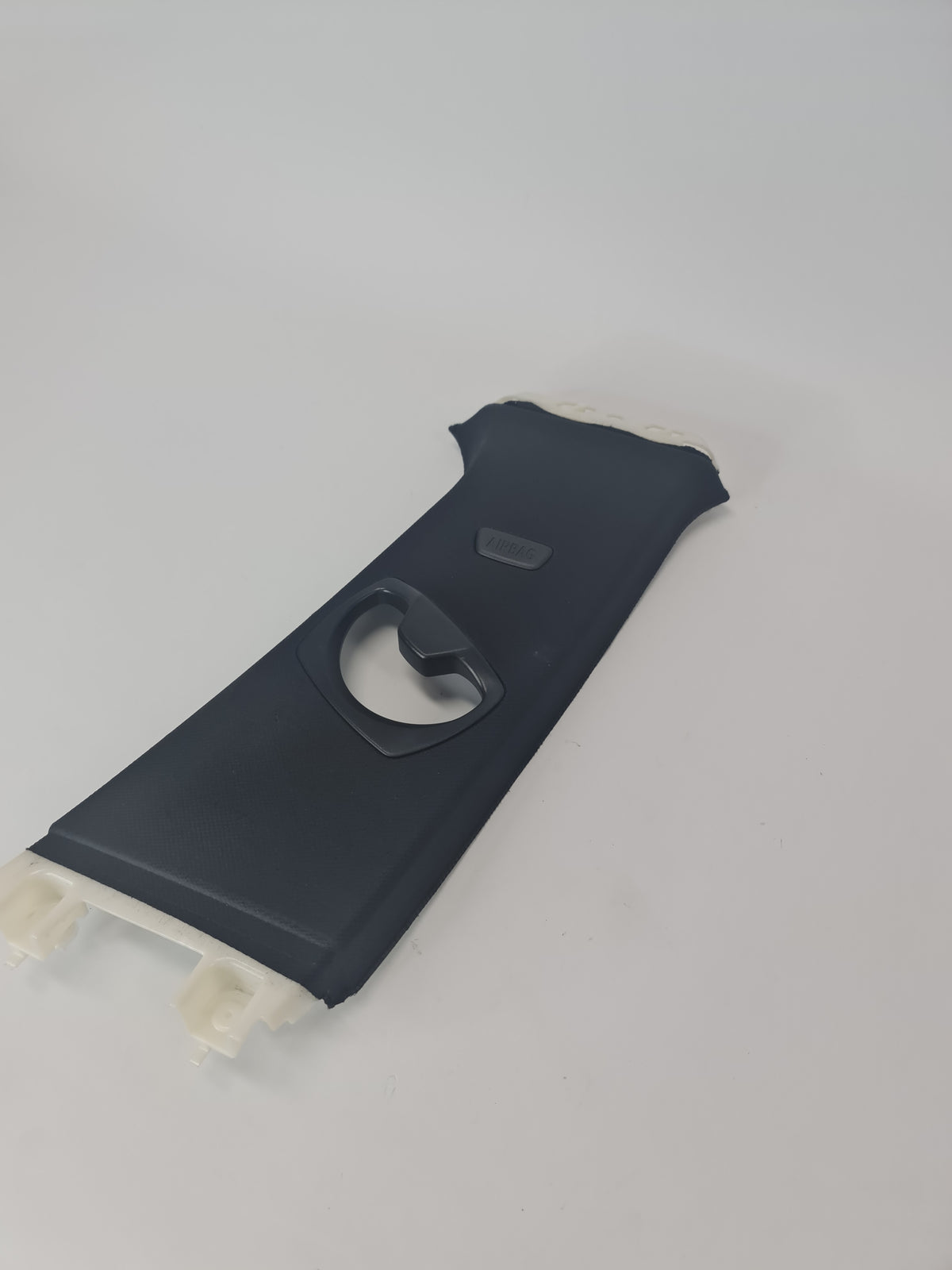 BMW 330i 2018 interior trim, center right B pillar upper trim panel, genuine BMW part, black plastic finish.