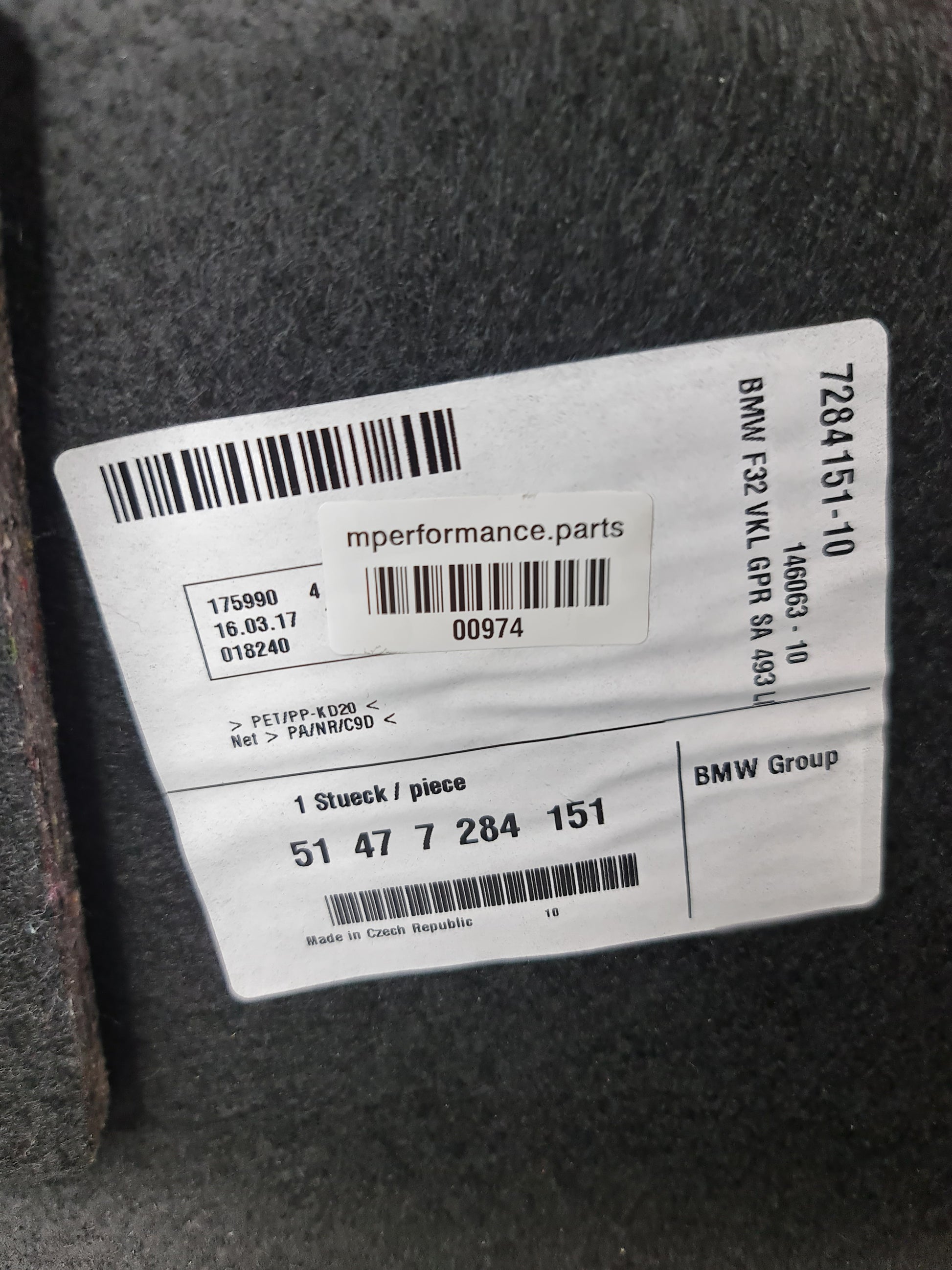 NEW BMW 4 COUPE F32, F82 LEFT SIDE TRUNK TRIM 7284151 51477284151 GENUINE - MPerformance.parts